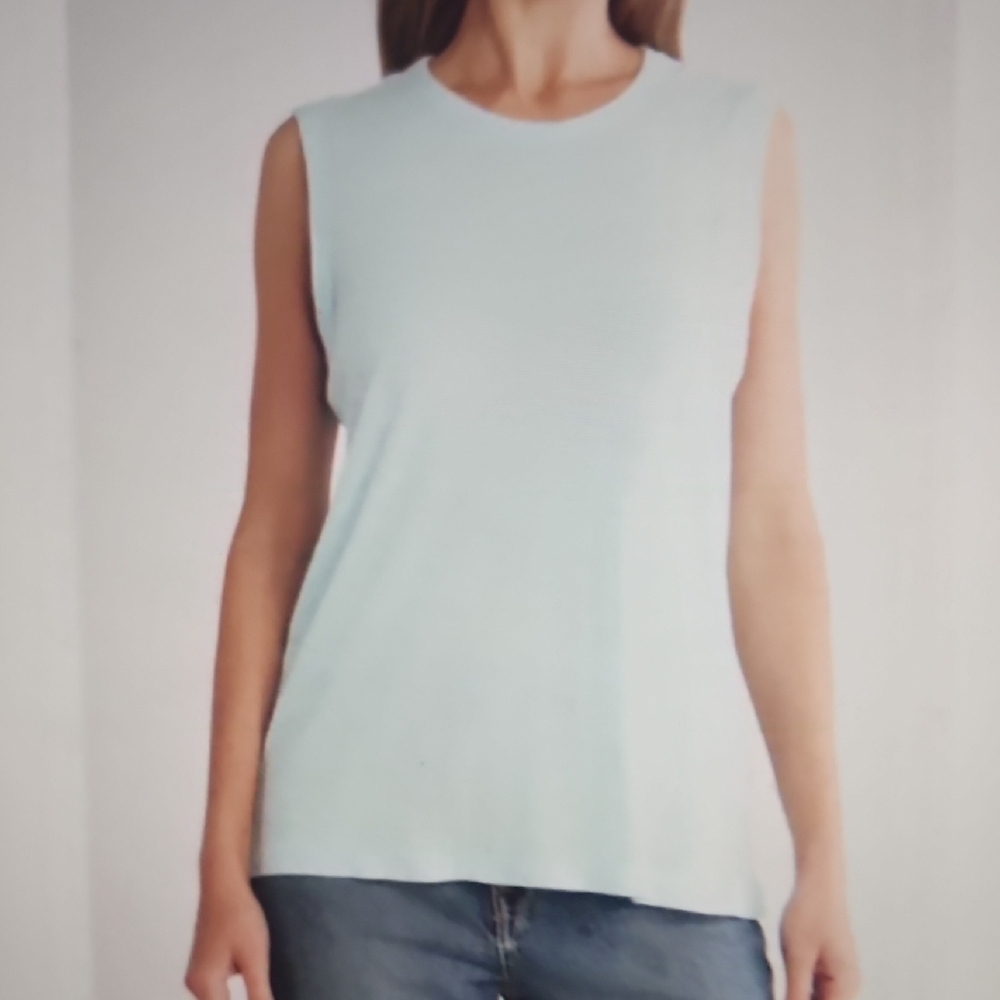 James Perse Slub Cotton Muscle Tank Taffy Blue Size 3